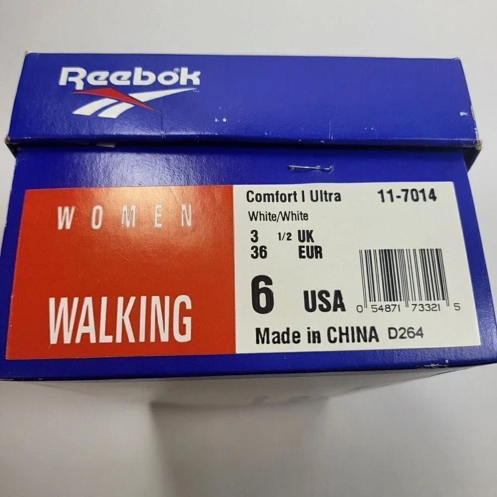 Reebok Walking Shoes Womens 6 White Leather Cushioning Low‎ Top Sneakers Vintage